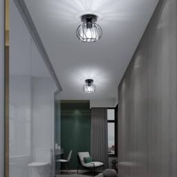 Goeco Crystal Ceiling Light, E27 Vintage Industrial Chandelier in Black - thumbnail 6