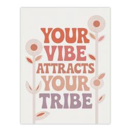 "Artery8 Vibe Attracts Your Tribe Retro Midcentury Floral Wall Art Print in Beige - Size: W12"" x H16""" - thumbnail 1