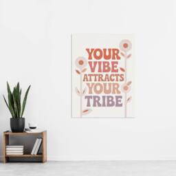 "Artery8 Vibe Attracts Your Tribe Retro Midcentury Floral Wall Art Print in Beige - Size: W12"" x H16""" - thumbnail 4
