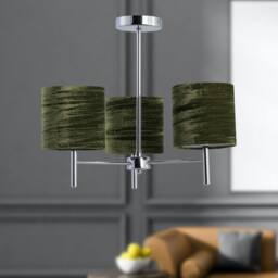 First Choice Lighting Set of 2 Brea - Chrome Light Fittings with Green Velvet Shades in Silver - thumbnail 5