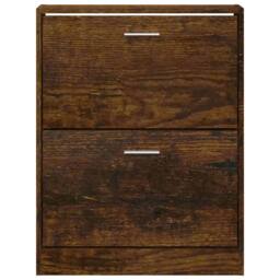Berkfield Home Shoe Cabinet Smoked Oak 59x17x81 cm Engineered Wood in Brown - Size: 59 x 17 x 81 cm - thumbnail 5