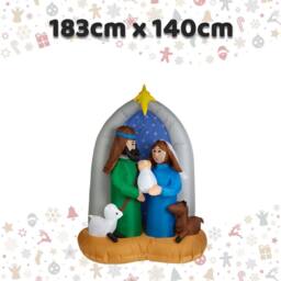 VFM e-Store Christmas Nativity Scene Inflatable 183cm x 140cm Multicolour X 1 - Size: 183 cm x 140 cm - thumbnail 2