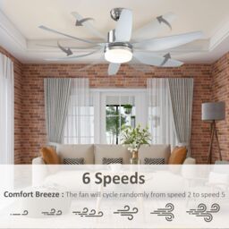 HOMCOM Reversible Ceiling Fan with Light 6 Blades Indoor LED Lighting Fan in Silver - thumbnail 4