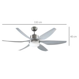 HOMCOM Reversible Ceiling Fan with Light 6 Blades Indoor LED Lighting Fan in Silver - thumbnail 3