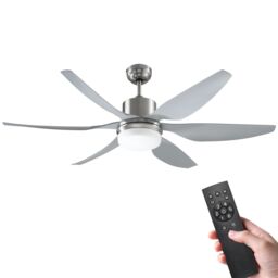 HOMCOM Reversible Ceiling Fan with Light 6 Blades Indoor LED Lighting Fan in Silver - thumbnail 2