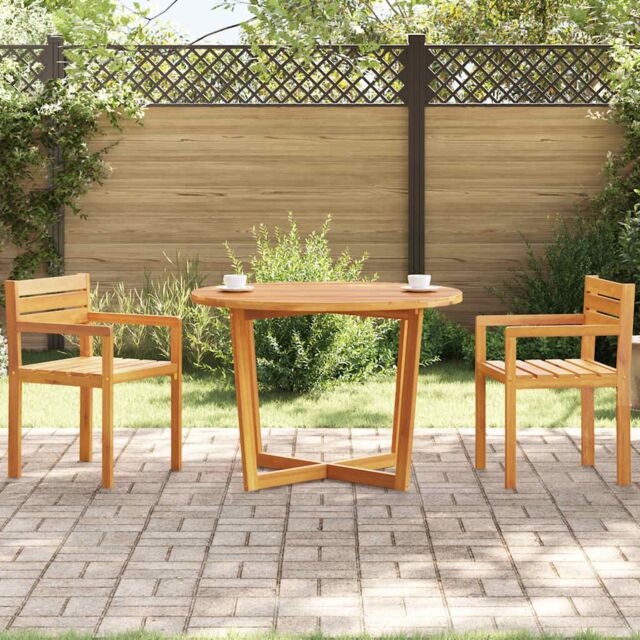 Berkfield Home Garden Dining Table Round √ò110x75 cm Solid Wood Acacia in Brown - Size: 110x75 cm - image 1