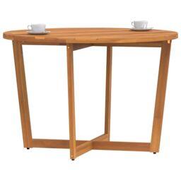 Berkfield Home Garden Dining Table Round √ò110x75 cm Solid Wood Acacia in Brown - Size: 110x75 cm - thumbnail 4