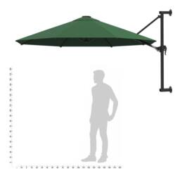 Berkfield Home Elegant Wall-Mounted Parasol with Metal Pole 300 cm Green - thumbnail 9