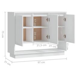 Berkfield Home Sideboard White 97x31x75 cm Engineered Wood - Size: 97 x 31 x 75 cm - thumbnail 8