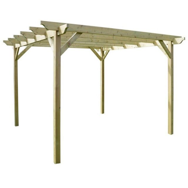 Rutland County Garden Furniture Ltd Garden Pergola - Wood - L420 x W480 x H270 cm - Rustic Brown in Light Green - image 1