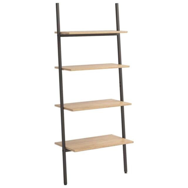 Berkfield Home 4-Tier Leaning Shelf Light Brown & Black 64x34x150.5 cm - image 1