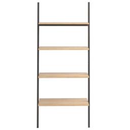 Berkfield Home 4-Tier Leaning Shelf Light Brown & Black 64x34x150.5 cm - thumbnail 3