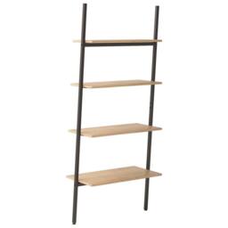 Berkfield Home 4-Tier Leaning Shelf Light Brown & Black 64x34x150.5 cm - thumbnail 5