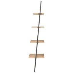Berkfield Home 4-Tier Leaning Shelf Light Brown & Black 64x34x150.5 cm - thumbnail 4