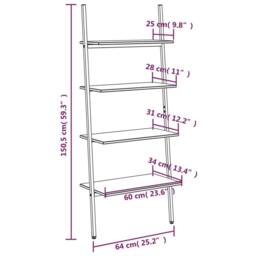 Berkfield Home 4-Tier Leaning Shelf Light Brown & Black 64x34x150.5 cm - thumbnail 8