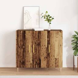 Berkfield Home Sideboard in Old Wood, 90x34x80 cm, Made of Engineered Wood in Brown - Size: 90 x 34 x 80 cm - thumbnail 2
