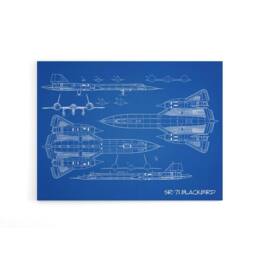 "Artery8 SR 71 Blackbird Habu US Aircraft Spy Canvas Wall Art Print in Blue - Size: W24"" x H32""" - thumbnail 1