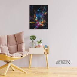 "Artery8 Abstract Cityscape New York City At Night Canvas Wall Art Print - Size: W18"" x H24""" - thumbnail 3