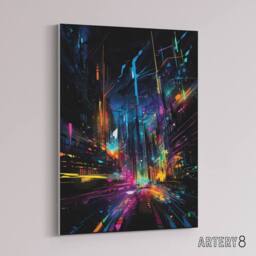 "Artery8 Abstract Cityscape New York City At Night Canvas Wall Art Print - Size: W18"" x H24""" - thumbnail 2