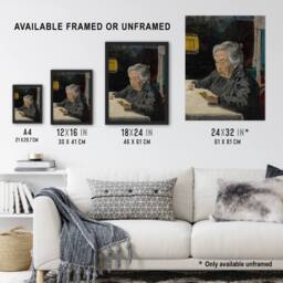 "Artery8 Old Lady Reading Grandmother Portrait Kubincan Wall Art Poster Print - Size: W18"" x H24""" - thumbnail 3