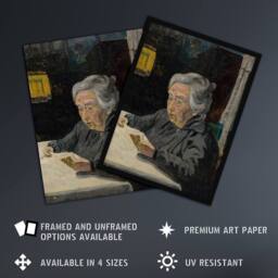 "Artery8 Old Lady Reading Grandmother Portrait Kubincan Wall Art Poster Print - Size: W18"" x H24""" - thumbnail 2