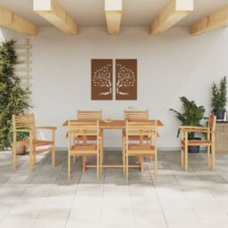 Berkfield Home Garden Stacking Chairs 6 pcs Brown 55.5 x 55.5 x 90 cm - thumbnail 3