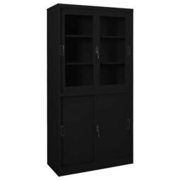 Berkfield Home Office Cabinet with Sliding Door Black 90x40x180 cm Steel - Size: 90 x 40 x 180 cm - thumbnail 2