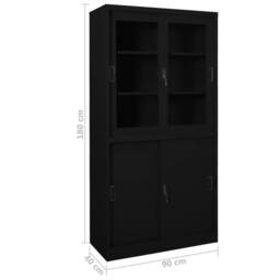 Berkfield Home Office Cabinet with Sliding Door Black 90x40x180 cm Steel - Size: 90 x 40 x 180 cm - thumbnail 8