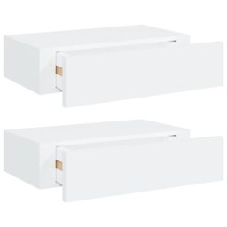 Berkfield Home Wall-mounted Drawer Shelves 2 pcs White 40x23.5x10 cm MDF - thumbnail 4