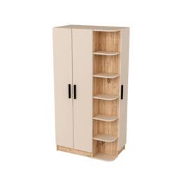 Destina Home Luses Corner Wardrobe Closet with Shelves & Hanging Rail, Right Side in Beige - Size: 3 Pack