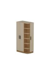 Destina Home Luses Corner Wardrobe Closet with Shelves & Hanging Rail, Right Side in Beige - Size: 3 Pack - thumbnail 6