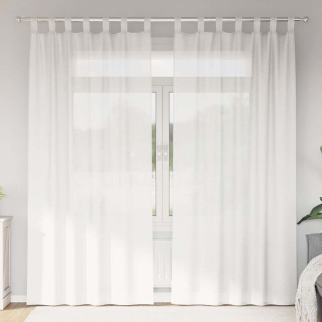 Berkfield Home Voile Curtains with Loops 2 pcs White 140x225 cm - image 1
