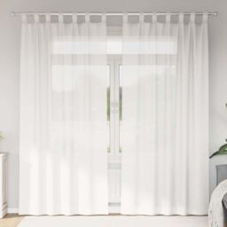 Berkfield Home Voile Curtains with Loops 2 pcs White 140x225 cm - thumbnail 1