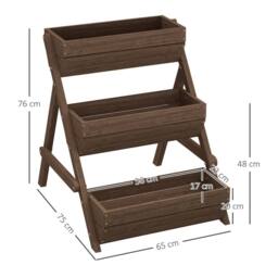 EONLION Tan-3 Tier Raised Garden Bed Wooden Elevated Planter in Brown - Size: 100g - thumbnail 2