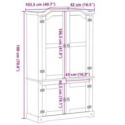 Berkfield Home Glass Display Cabinet Corona 103.5x42x180 cm Solid Wood Pine in Light Tan - thumbnail 9