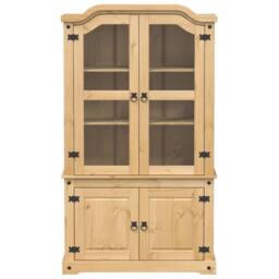 Berkfield Home Glass Display Cabinet Corona 103.5x42x180 cm Solid Wood Pine in Light Tan - thumbnail 4