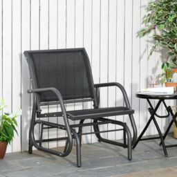 OUTSUNNY Outdoor Gliding Swing Chair Garden Seat with Mesh Curved Back Steel in Black - thumbnail 4