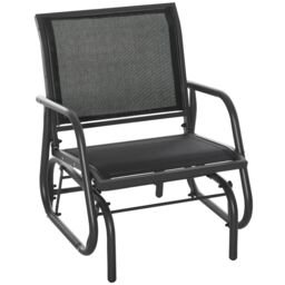 OUTSUNNY Outdoor Gliding Swing Chair Garden Seat with Mesh Curved Back Steel in Black - thumbnail 2