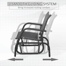 OUTSUNNY Outdoor Gliding Swing Chair Garden Seat with Mesh Curved Back Steel in Black - thumbnail 6