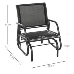 OUTSUNNY Outdoor Gliding Swing Chair Garden Seat with Mesh Curved Back Steel in Black - thumbnail 3