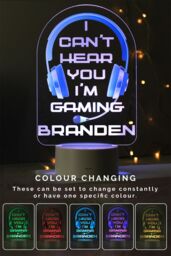 Personalised Memento Company Men's Blue Gaming LED Colour Changing Light in Clear - thumbnail 4
