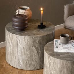 Furniture To Go Dice Round Coffee Table Set in Grey Marble - thumbnail 5
