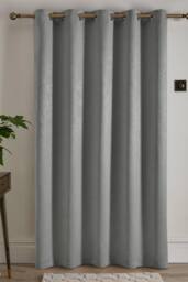 Fusion 'Strata' Dim out woven Eyelet Single Panel Door Curtain in Silver - Size: 168 cm width x 214 cm drop - thumbnail 3