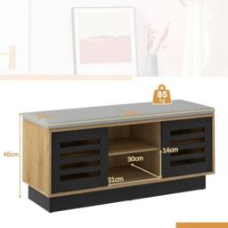 KORVIXA Wooden Shoe Bench Organizer Stool Shoe Storage Cabinet in Grey - Size: 100 cm x 100 cm - thumbnail 2
