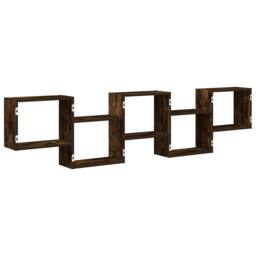 Berkfield Home Wall Cube Shelf 5 Compartments Smoked Oak Engineered Wood in Brown - thumbnail 6
