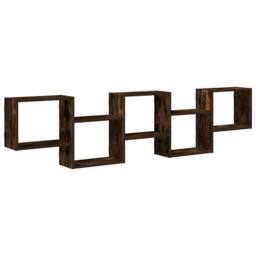 Berkfield Home Wall Cube Shelf 5 Compartments Smoked Oak Engineered Wood in Brown - thumbnail 2