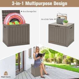Costway Outdoor Garden Storage Box Cushions Patio Yard Chest Plastic Lid Container 110L in Brown - thumbnail 3