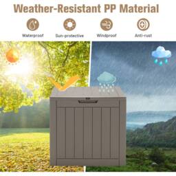 Costway Outdoor Garden Storage Box Cushions Patio Yard Chest Plastic Lid Container 110L in Brown - thumbnail 4