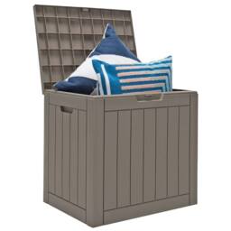 Costway Outdoor Garden Storage Box Cushions Patio Yard Chest Plastic Lid Container 110L in Brown - thumbnail 1