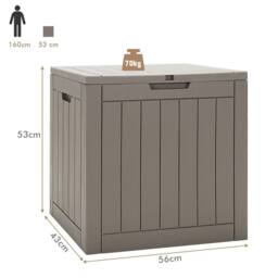 Costway Outdoor Garden Storage Box Cushions Patio Yard Chest Plastic Lid Container 110L in Brown - thumbnail 2